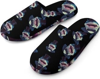 Generic Funny Shark Mens Cotton Slippers Memory Foam Comfort House Shoes Winter Indoor Slipper for Hotel Casa Spa