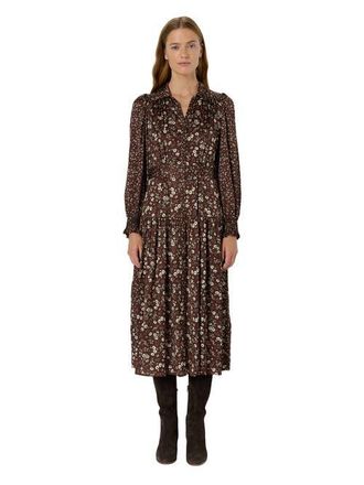 Gerard Darel Lolita Long Sleeve Shirt Dress in Brown at Nordstrom, Size 6