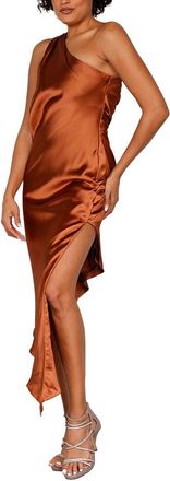 Terani Couture Bronze Short Heavy Charmeuse Cocktail Dress
