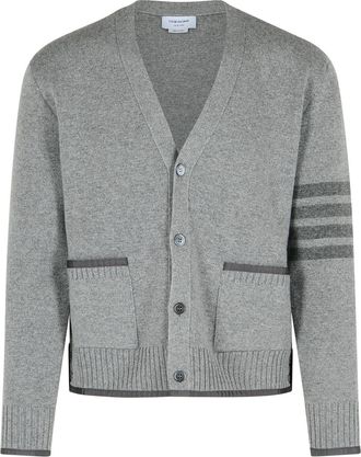 Thom Browne Milano 4 Bar Grey Virgin Wool Cardigan
