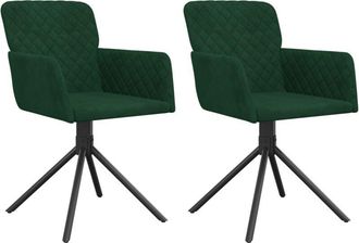 vidaXL Sillas De Comedor Giratorias 2 Unidades Terciopelo Verde Oscuro Vidaxl