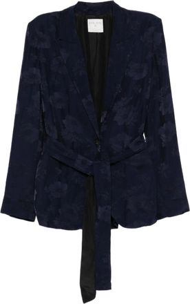 Forte_Forte Single-Breasted Floral Jacquard Jacket With Tailored Waistbelt