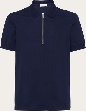 Ferragamo Men Polo with zip collar Blue