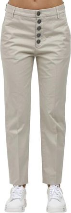 Dondup Loose Nima Katoen Gabardine Broek - Dames - Slim Fit Broeken - Beige - W29 - Katoen - Broeken