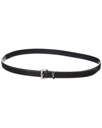 Saint Laurent Cassandre Thin Leather Belt