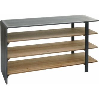 Hhg Hhg - Nunca Usado] Estanter&iacute;a 582, Sal&oacute;n Estanter&iacute;a Zapatero Aparador, Madera Maciza Industrial 72x119x40cm Mvg Natural Con Aspecto Met&aacute;lico