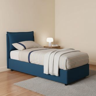 Dmora Talamo Italia - Cama Individual Gemma, Cama Contenedor Con Revestimiento De Tela, 100% Made In Italy, Apertura Frontal, Adecuado Para Colch&oacute;n 80x200 C