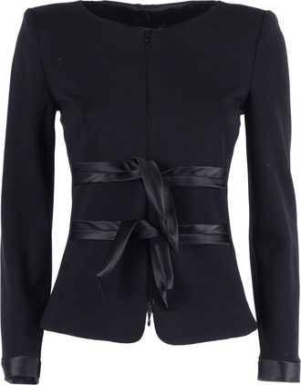 Emporio Armani Fitted Minimalist Ribbon Accent Blazer