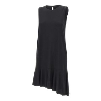 Kaos Short Dresses, female, Black, Size: XS Flared Dress with Asymmetric Ruffle Hem