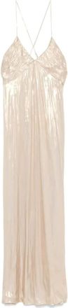 Zadig&Voltaire Metallic Midi Jurk - Dames - Feestkleedjes - Geel - L - Polyester - Kleedjes