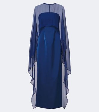 SIMKHAI Fiora caped organza-trimmed gown