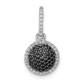 Diamond2Deal 14k White Gold 1/3 carat White and Black Diamond Round Halo Cluster Pendant