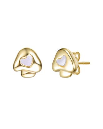 Rachel Glauber 14K Plated Pearl Earrings
