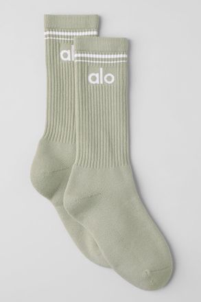 Alo | Throwback Socks in Limestone/White Green, Size: Medium