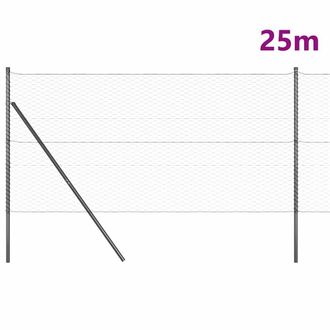 Berkfield Home Hexagon Wire Fence with 7 Posts 1, 2x25 m Steel Grey