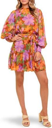 Flying Tomato Long Sleeve Minidress in Rust at Nordstrom Rack, Size Large