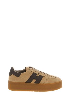 Hogan Beige H681 Allacciato H Suede Platform Sneakers
