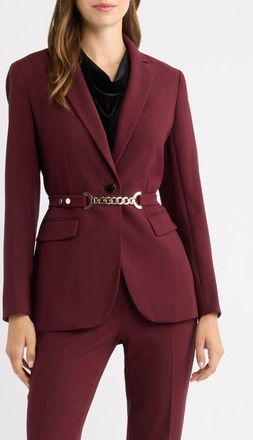 Anne Klein One-Button Notch Collar Blazer in Barolo at Nordstrom, Size 12