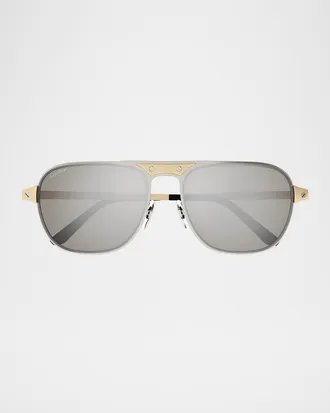 Cartier Men & apos;s CT0532SM Metal Aviator Sunglasses