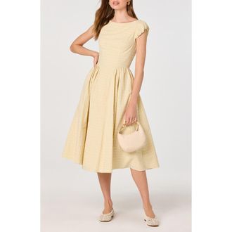 ASTR the Label Emalee Check Print A-Line Dress in Butter Yellow Plaid at Nordstrom, Size Small