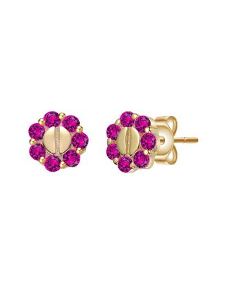 Genevive 14K Plated Cz Beaded Earrings