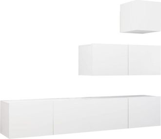 vidaXL 4 Piece tv Cabinet Set White Engineered Wood Vidaxl