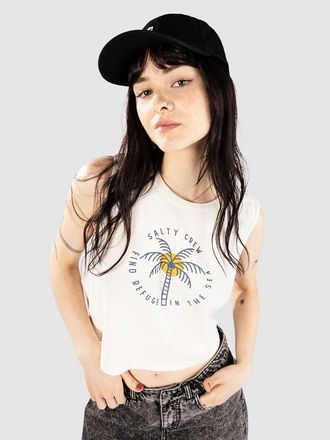 Salty Crew Queen Palm Cropped Tank Top weiss