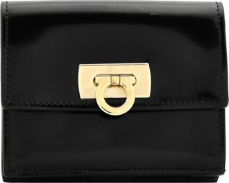 Ferragamo Womens Clasp Wanda French Folding Wallet In Black