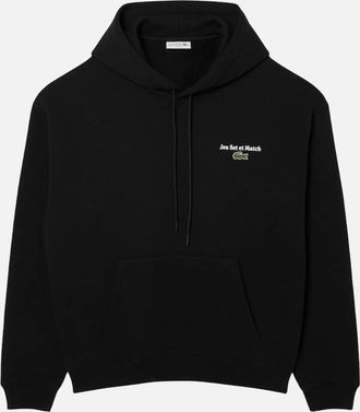 Lacoste Mens Lacoste Loose Fit Print Hoodie - Black - Size: 44
