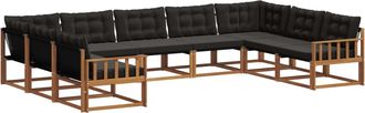 vidaXL Conjunto De Sof&aacute;s De Exterior 9 Uds. Natural Y Negro Vidaxl
