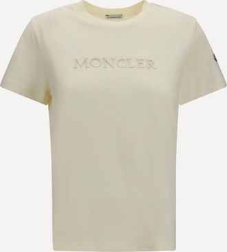 Moncler T-shirt in cotone con logo tono su tono ricamato Woman XS