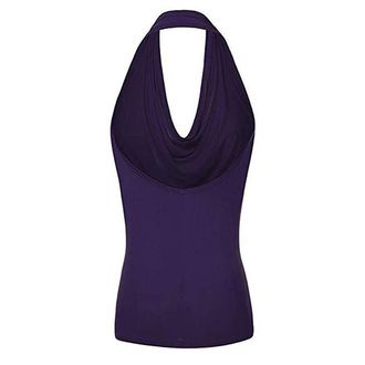 Generic Sexy Backless Sleeveless Tank Vest Neck Tops Cowl Women Drape Blouse Womens Blouse Crap Tops for Women Sexy Purple