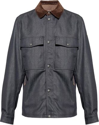 Moncler Giacca-camicia con colletto a coste - Blu