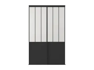 Vente-Unique Porte Scorrevoli Per Armadio In Acciaio Nero E Vetro Temperato Opaco H250 X L130 Cm - Belasi
