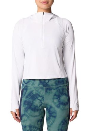 Mountain Hardwear Crater Lake Crop Half Zip Hoodie in Fogbank at Nordstrom, Size Large