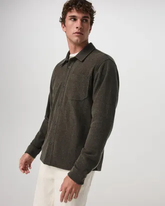 Vuori Clothing Beach Fleece Shirt Jacket | Dark Oregano Heather | Medium