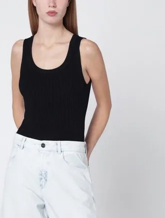 Alaia Black ribbed knit bodysuit