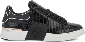 Philipp Plein Black Leather Sneakers
