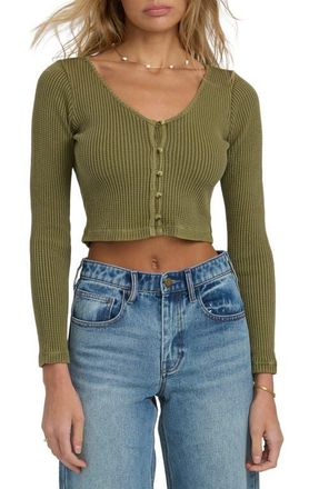 Billabong Paxton Waffle Stitch Cardigan in Martini Olive at Nordstrom, Size X-Large