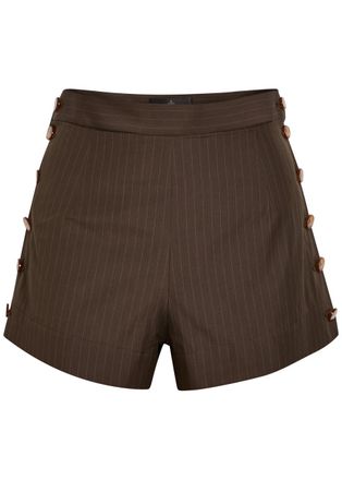 Vivienne Westwood Elle Button Detail Pinstripe Cotton Shorts - Khaki - 42 (UK10 / S)