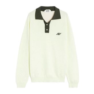 Autry V-neck Knitwear, male, Green, Size: M Sporty Long Sleeve Polo