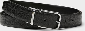 BOSS Mens Black pebbled leather belt