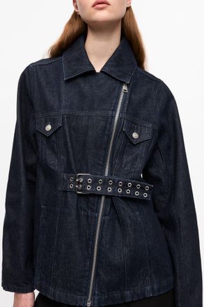 Ganni Navy Blue Rinse Denim Jacket - Size 32 Organic Cotton