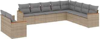 vidaXL Juego De Sof&aacute;s Jard&iacute;n Con Cojines Beige 10 Pzas Rat&aacute;n Sint&eacute;tico Vidaxl