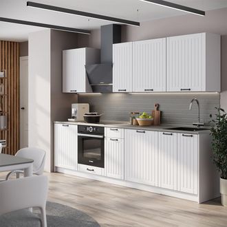 Vicco Mueble De Cocina Fame-line, Blanco Casa De Campo/blanco, 280 Cm, Et Antracita, Vicco