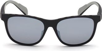 adidas 55mm Round Sunglasses in Matte Black /Smoke Mirror at Nordstrom