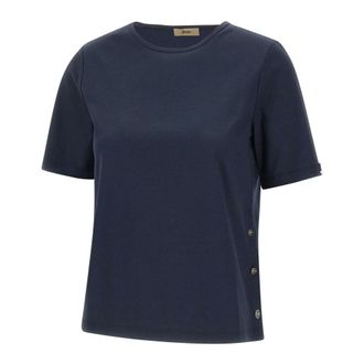 Herno T-Shirts, female, Blue, Size: XL Crew-neck T-shirt