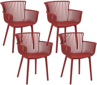 Beliani Set of 4 Garden Chairs PESARO Red