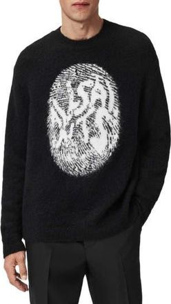 AllSaints Ridges Logo Sweater in Black/Ecru White at Nordstrom Rack, Size X-Large