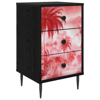vidaXL Mesa De Noche Aachen Roble Negro 36 X 33 X 61 Cm Vidaxl